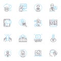 Modern methods linear icons set. Automation, Digitalization, Innovation, Optimization, Efficiency, Technology Royalty Free Stock Photo