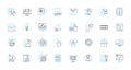 Modern methods linear icons set. Automation, Digitalization, Innovation, Optimization, Efficiency, Technology Royalty Free Stock Photo