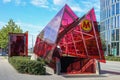 Modern metro entrance. External view of the entrance to the subway station. Passenger elevator inside the train station so that