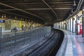 Modern metro station with high speed subway train in Paris, France. Railway transportation. Travel background Royalty Free Stock Photo