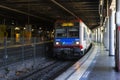 Modern metro station with high speed subway train in Paris. Railway transportation. Travel Royalty Free Stock Photo