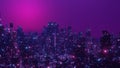 Modern Metropolis Neon Skyscraper Cyber Punk City Banner Background 3d Render