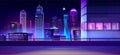 City night skyline cartoon vector background Royalty Free Stock Photo