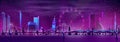 Modern metropolis night landscape cartoon vector Royalty Free Stock Photo