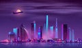 Modern metropolis night cityscape cartoon vector Royalty Free Stock Photo