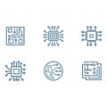 Modern Microchip Circuit Board Icons Clean Minimalist Line Art Graphics for Technology Designs Royalty Free Stock Photo