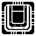 Modern microchip icon, simple black style