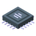 Modern microchip processing data with integrated circuitry, isometric view Royalty Free Stock Photo