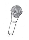 Modern microphone for voice, music, sound, speak, radio recording. Outline. Vector illustration