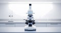 Modern Microscope in a Clean Laboratory Setting Royalty Free Stock Photo