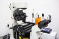 Modern microscope microbiology laboratory Royalty Free Stock Photo