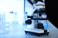 Modern microscope. Equipment for laboratory analysis Royalty Free Stock Photo