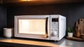 Modern microwave oven in kitchen, generative ai Royalty Free Stock Photo