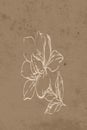 Modern mid-century botanical illustration. Fashionable contemporary design. Minimalist flowers in art. Printable card.