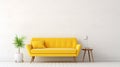 Modern mid Century room interior , Yellow sofa with frame mockup on white room. ai generative Royalty Free Stock Photo