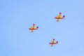 Modern military planes flys in formation through the sky Royalty Free Stock Photo