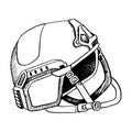 Modern military soldier helmet black and white vector illustration for army, infantry tactical uniform equipment Royalty Free Stock Photo