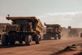 modern mine with visible extraction equipment and transport vehicles