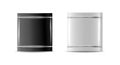Modern mini fridges. Realistic silver black white coolers, refrigerators of different size for home or restaurant
