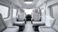 Modern minibus interior showing comfortable passenger seats and sunroof Royalty Free Stock Photo