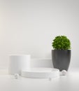 Modern Minimal Clean White Podium Step With Green Plant Abstract Background 3d Render