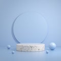 Modern Minimal Clean White Stone Marble Scene Primitive Shape With Blue Pastel Background 3d Render