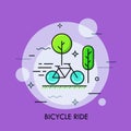 Modern minimal flat thin line bicycle ride concept vector illustration.