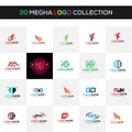 Modern Minimal Mega Vector 20 Logo set Collection Royalty Free Stock Photo