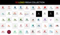 Modern Minimal Mega Vector 50 Logo set Collection Royalty Free Stock Photo