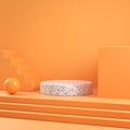 Modern Minimal Mockup Podium Geometric Orange Scene Abstract Background 3d Render