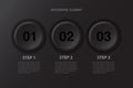 Modern minimal 3 steps black buttons infographics design element for business presentation. Vector illustration eps 10