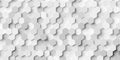 Modern minimal white random small honeycomb hexagon geometrical pattern background flat lay top view from above