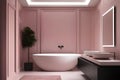 modern minimalism bathroom with water sink in pink style Royalty Free Stock Photo