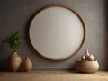 Modern minimalism living room interior design with empty circle wall mockup background. Luxury home concept featuring a Royalty Free Stock Photo