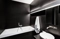Modern minimalism style bathroom interior in black Royalty Free Stock Photo