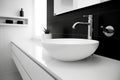 Modern minimalism style bathroom interior in black and white tones. Generative AI Royalty Free Stock Photo