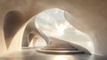 Modern minimalist abstract architecture with clean curved lines, neutral textures and a surreal floating perspective, Generated AI