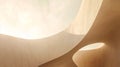 Modern minimalist abstract architecture with clean curved lines, neutral textures and a surreal floating perspective, Generated AI