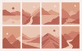 Modern minimalist abstract mountain landscapes aesthetic illustrations