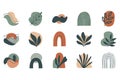 Modern minimalist abstract organic shapes and botanical elements collection with leaves arches and fluid forms perfect for Royalty Free Stock Photo