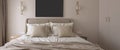Modern minimalist aesthetic bedroom interior design in warm shades.