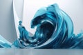 Modern Minimalist Aqua Blue Waves: Blender Render in Unreal Engine 5 with Industrial Design