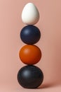 Modern minimalist balance of colorful spheres on neutral background Royalty Free Stock Photo