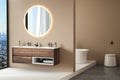 Modern minimalist bathroom interior, modern bathroom cabinet, double sink, Royalty Free Stock Photo