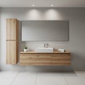 Modern Minimalist Bathroom Vanity with Large Mirror Royalty Free Stock Photo