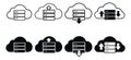 Modern minimalist cloud server icon set featuring data storage, upload, and download operations for computing and digital services Royalty Free Stock Photo