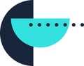 Modern, minimalist design showcasing a loading bar composed of dots and a semicircle, perfectly suited for concepts of