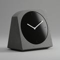 A modern, minimalist desk clock features a trapezoidal concrete base with a smooth Royalty Free Stock Photo