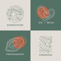 Modern expedition logos with topography lines Royalty Free Stock Photo