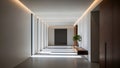 Modern minimalist hallway with dramatic light and shadow play interior architecture Royalty Free Stock Photo